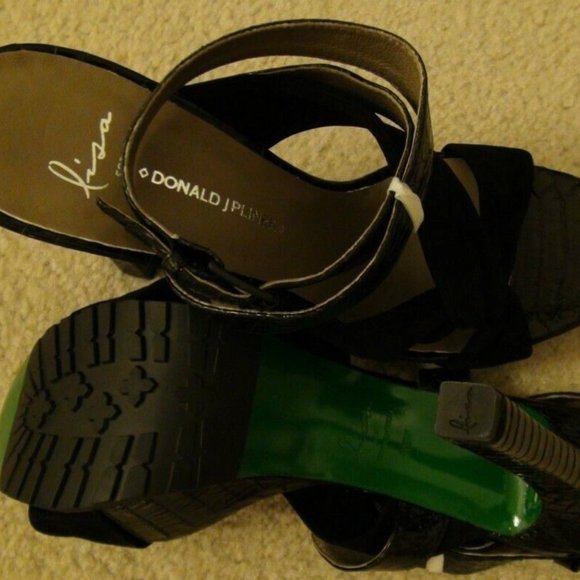 Lisa for Donald Pliner Deryk Black Suede Platform Sandal Heels 8.5M MSRP $285 - Picture 6 of 12